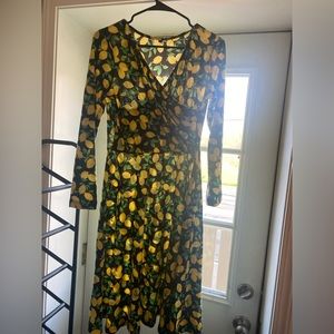 Lemon Faux Wrap Dress